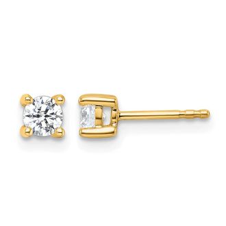 Diamond2Deal 14k Yellow Gold 1/2 ct Round Lab Grown Diamond Stud Earrings VS Clarity, D-E Color