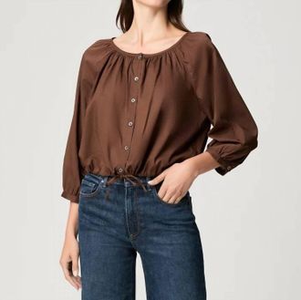 Paige Kinzie Button-Front Top In Oak