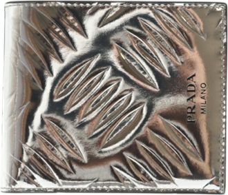 Prada Silver Black Patent Leather Wallet (Bi-Fold) (Pre-Owned)