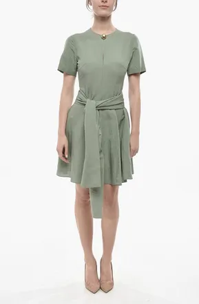 Loewe Linen-Blend Midi Dress With Front Knot Loewe