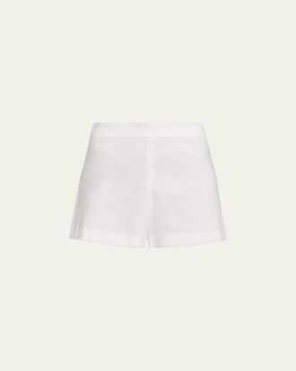 Alice & Olivia Hera Linen-Blend Flare Shorts