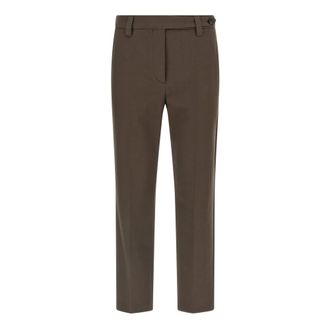 Brunello Cucinelli Cigarette Trousers with Monili - female - Brunello Cucinelli - Slim-fit Trousers - Brown - XS - Trousers