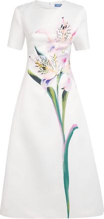 LEO LIN Satin Floral Caroline Midi Dress Size S