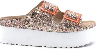 Colors Of California Ciabatta Platform Glitter - Dames - Sandalen - Roze - 40 EU - Leer - Schoenen