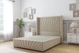 Sloomy Rutherford Coniston Divan Base No Drawers-54 Wing Headboard-Footboard in Cream | Size: Double