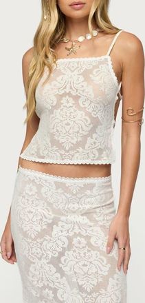 Edikted Violette Open Back Lace Camisole in Cream at Nordstrom, Size X-Small