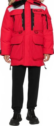 Ralph Lauren Faux Fur Trim Water Repellent Parka Jacket In Red