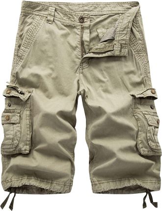 Generic Mens camo Cargo Shorts Lightweight Cotton Multi-Pocket Loose Fit Work Short Casual Combat Shorts Mens Cargo Work Board Short with Zipper Pockets