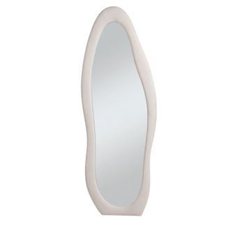 Oresteluchetta Espejo de pared tejido efecto terciopelo crema 160x60x6 cm