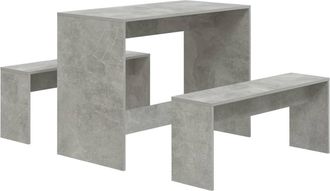 vidaXL Juego De Comedor 3 Piezas Madera Contrachapada Gris Hormig&oacute;n Vidaxl