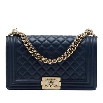 Chanel Pre-owned Boy Flap schoudertas - Dames - Pre-owned - Blauw - Maat: ONE Size Zijde