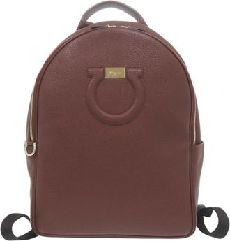 Ferragamo Bordeaux Leather Backpack (Pre-Owned)