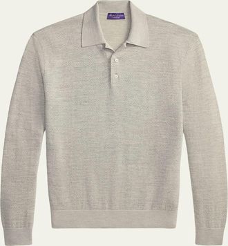 Ralph Lauren Purple Label Mens Cashmere-Linen Polo Sweater