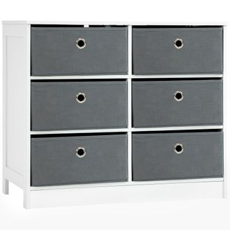 HOMCOM Chests of Drawer Fabric Dresser Storage Cabinet w/ 6 Drawers for Bedroom | TJ Hughes