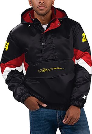 Starter Mens Starter Black Jeff Gordon Home Team Satin Half-Zip Hoodie Jacket at Nordstrom, Size Xx-Large