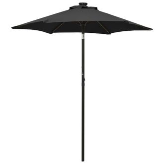 vidaXL Sombrilla De Jard&iacute;n Con Luces Led Aluminio Negro 200x211 Cm Vidaxl