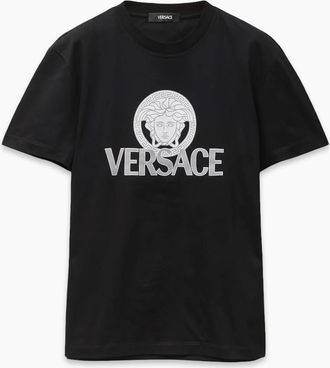 Versace Mens Medusa Logo Head T-Shirt Black - Size: 44