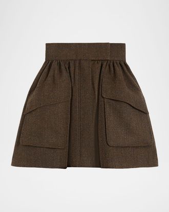 Max Mara Bernini Ruched Wool Mini Skirt