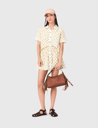 Maje Patterned Shirt With Croquet Trim - Yellow Small Flowers Print - Maje