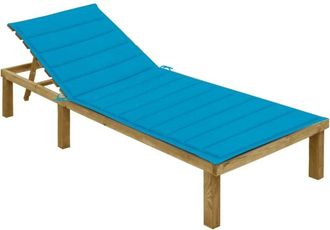 vidaXL Vidaxl - Tumbona Con Coj&iacute;n Azul Madera De Pino Impregnada