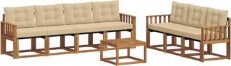 vidaXL Conjunto De Sof&aacute;s De Exterior 8 Uds. Natural Y Beige Vidaxl