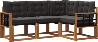 vidaXL Conjunto De Sof&aacute;s De Exterior 4 Uds. Natural Y Negro Vidaxl