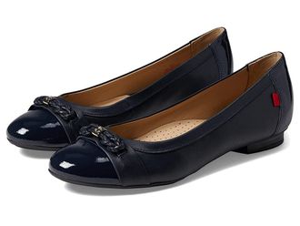Marc Joseph New York Park Ave Flat Womens Shoes Navy Nappa/Patent : 6.5 M, Leather