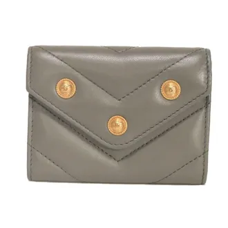 Chanel Gray Leather Wallet (Bi-Fold) (Pre-Owned)