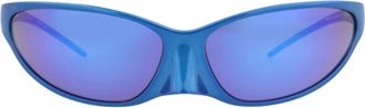 Balenciaga 70mm Wraparound Sunglasses in Blue Blue Blue at Nordstrom Rack