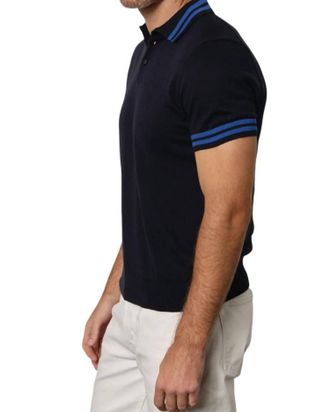 Velvet Mens Linen Polo In Black