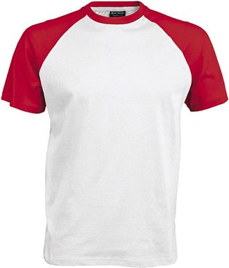 Kariban Short sleeve baseball tee White/Red XL