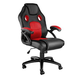 TecTake Silla gaming de escritorio giratoria con respaldo ajustable, rojo