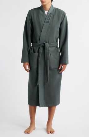 BOSS Waffle Knit Kimono Robe in Open Green at Nordstrom, Size X-Large