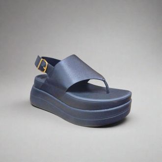 FitFlop Womens Leather Back-Strap Toe-Post Sandal In Black