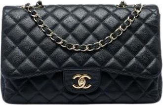 Chanel Pre-owned Jumbo Classic Single Flap - Dames - Vintage Schoudertas - Zwart - ONE Size - Leer - Vintage