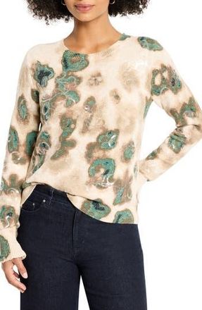 Nic+Zoe Camo Shine Crewneck Cotton Blend Sweater in Neutral Multi at Nordstrom Rack, Size X-Small