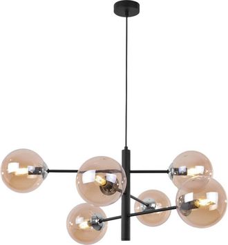 OEM L&aacute;mpara Colgante Vicenza Cromo Negro 6 L&aacute;mpara Plana Miel E14