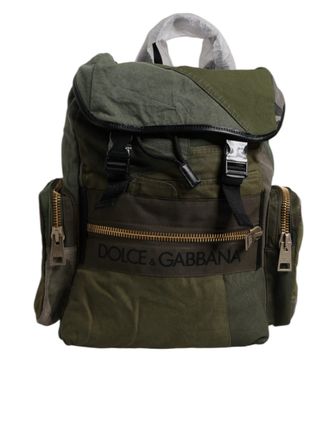 Dolce & Gabbana Militair Groene Patchwork Reisrugzak Bagage
