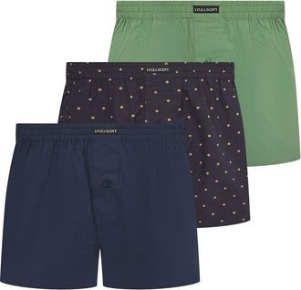 Lyle & Scott Boxershorts met stippen voor heren (3-pack) (Schaliegroen)