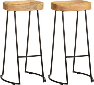 vidaXL Vidaxl - Taburetes De Barra De Cocina 2 Unidades Madera Maciza De Mango