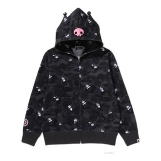 A Bathing Ape (WMNS) A Bathing Ape x Kuromi Camo Full Zip Hoodie Black 1M23-215-901
