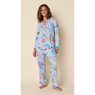 The Cats Pajamas Pima Knit Pajama Set in Shanghai Fans at Nordstrom, Size X-Small