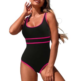 Generic Tummy+Control+Swimsuit Longer Length Swimwear Trendy Swimsuit for Women Deep V Neck Sexy Mesh Patchwork Monokini Comfy Breathable Bathing Suits Summer