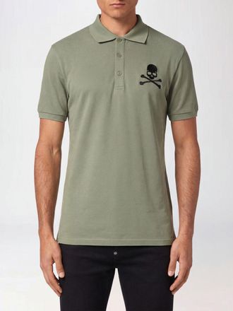 Philipp Plein Polo in cotone a maniche corte con stampa Skull e colletto francese