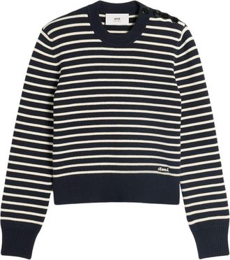 Ami striped-pattern sweater - men - Wool/Cotton - M - Blue