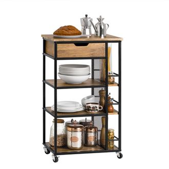 SoBuy Camarera Carrito De Servir Multiusos Con 1 Caj&oacute;n 3 Estantes Y Estantes Laterales 50 X 37 X 87 Cm Fkw99-n Sobuy Es