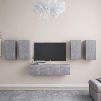 vidaXL Set Muebles De Sal&oacute;n Tv 6 Pzas Madera Ingenier&iacute;a Gris Hormig&oacute;n Vidaxl
