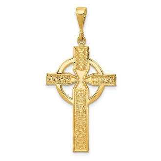 Diamond2Deal 14k Yellow Gold Celtic Cross Pendant