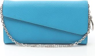 Dior Diorissimo Blue Leather Chain/Shoulder Wallet (Pre-Owned)