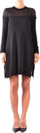 Philosophy di Lorenzo Serafini Zwarte Wollen Jurk met Ronde Hals - Dames - Korte kleedjes - Zwart - XS - Wol - Kleedjes